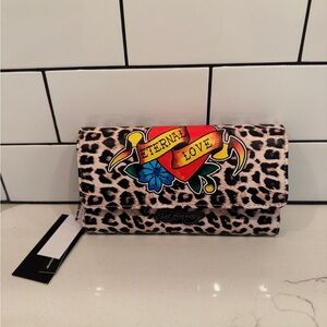 Ed Hardy Leopard Print 'Eternal Love' Clutch Wallet NWT